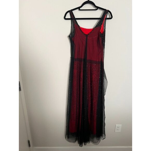 Sue Wong Nocturne Red w/Black Beaded Drape Evening Gown - Size 12 - Picture 10 of 16